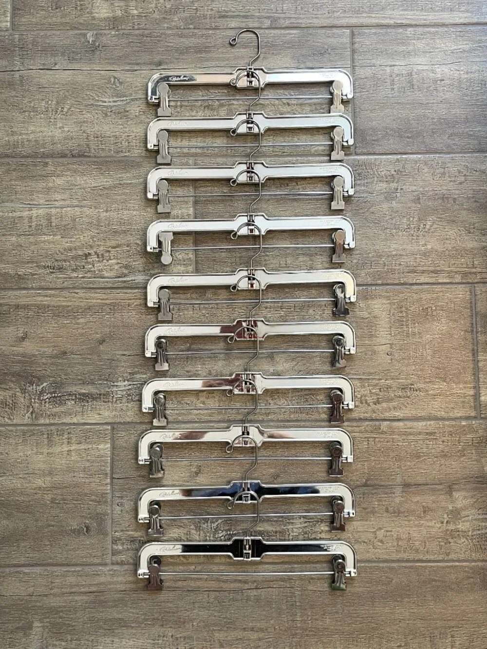 Pant Hangers Set of 10 Metallic Silver Chrome Pants Skirt Display
